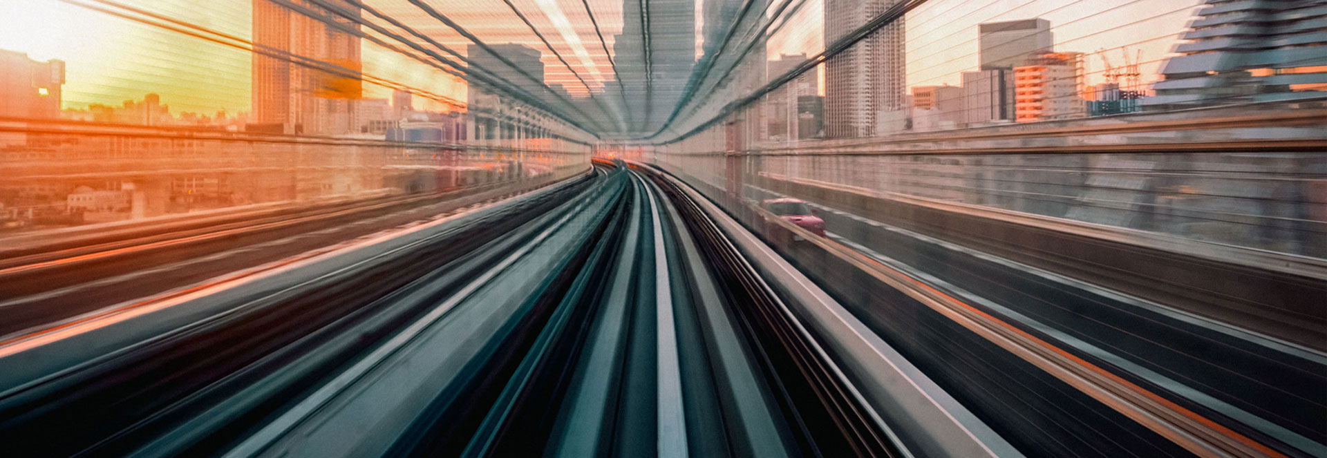 Train tracks in Shibaura business area of Tokyo