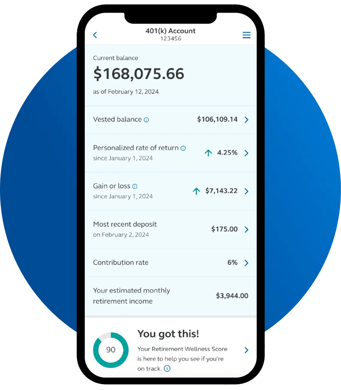Mockup of the Principal mobile app on a cellphone.