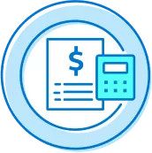 Illustration of documents and calculator providing a budget plan