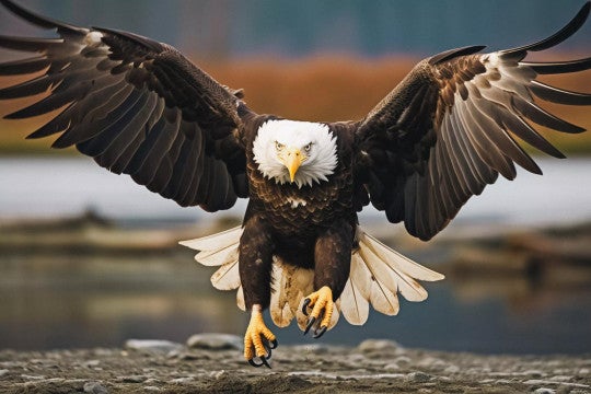 Picture of a bald eagle coming in for a landing