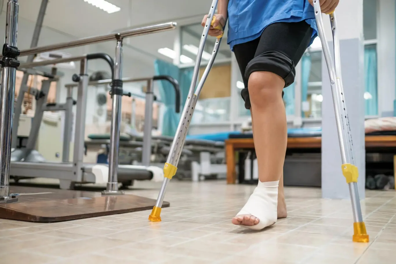 Person on crutches.