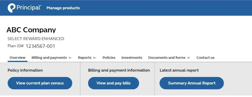 Summary annual report screen