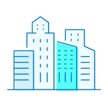 Protect your business. Illustration of multi-story buildings.