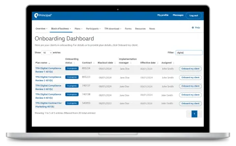 A laptop displaying a screenshot of the Onboarding Dashboard