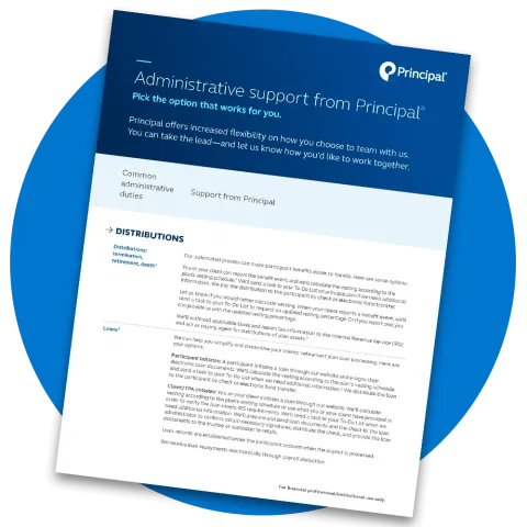 A screenshot of Principal's administrative support brochure.