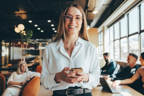 Woman in office.