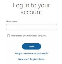 Login to your account screen