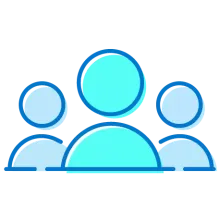 A graphic showing three user icon shapes side by side.