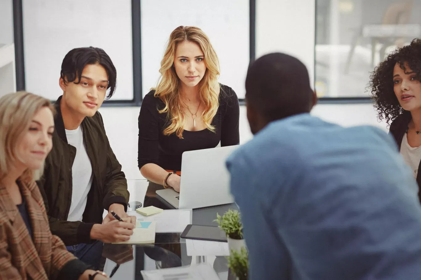 Employees discussing award winning strategies