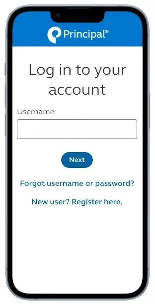 Smartphone displaying login screen for an account. 