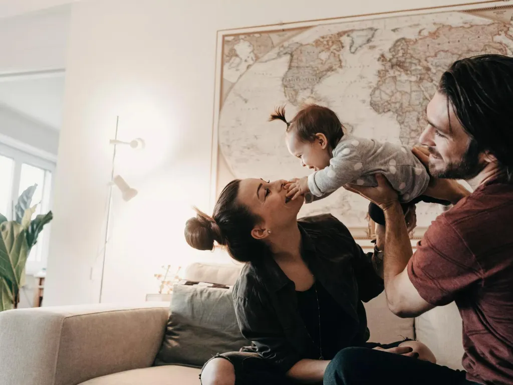 Family with baby who benefited from critical illness insurance.