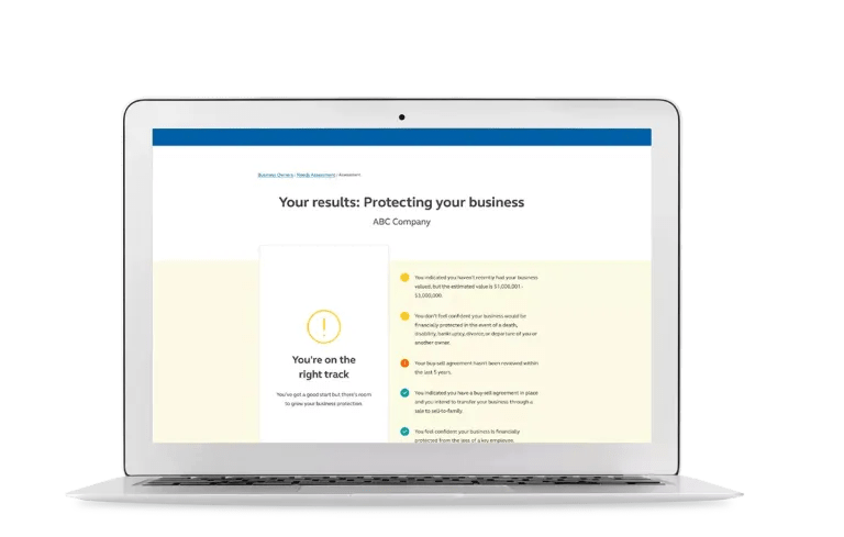 Laptop screen showing report of how a small business owner’s employee benefits compare to similarly sized organizations.