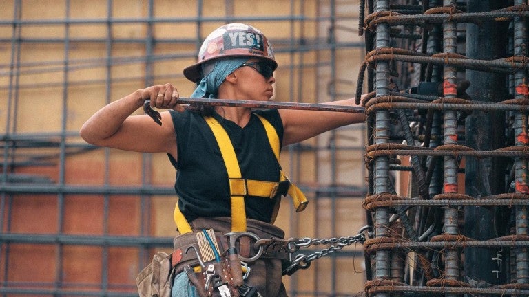 Woman Working with Rebar