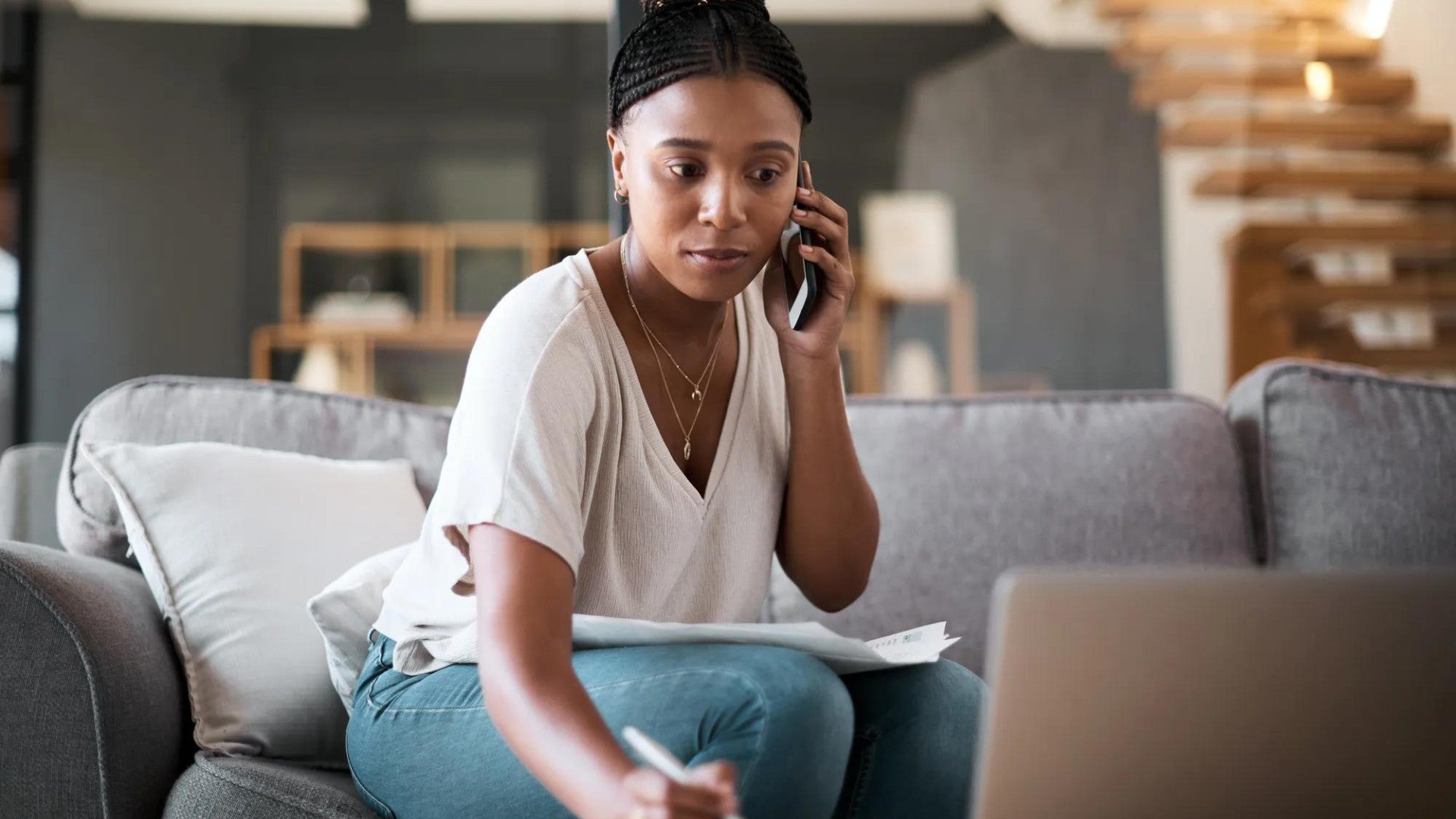 Woman reviewing her retirement account