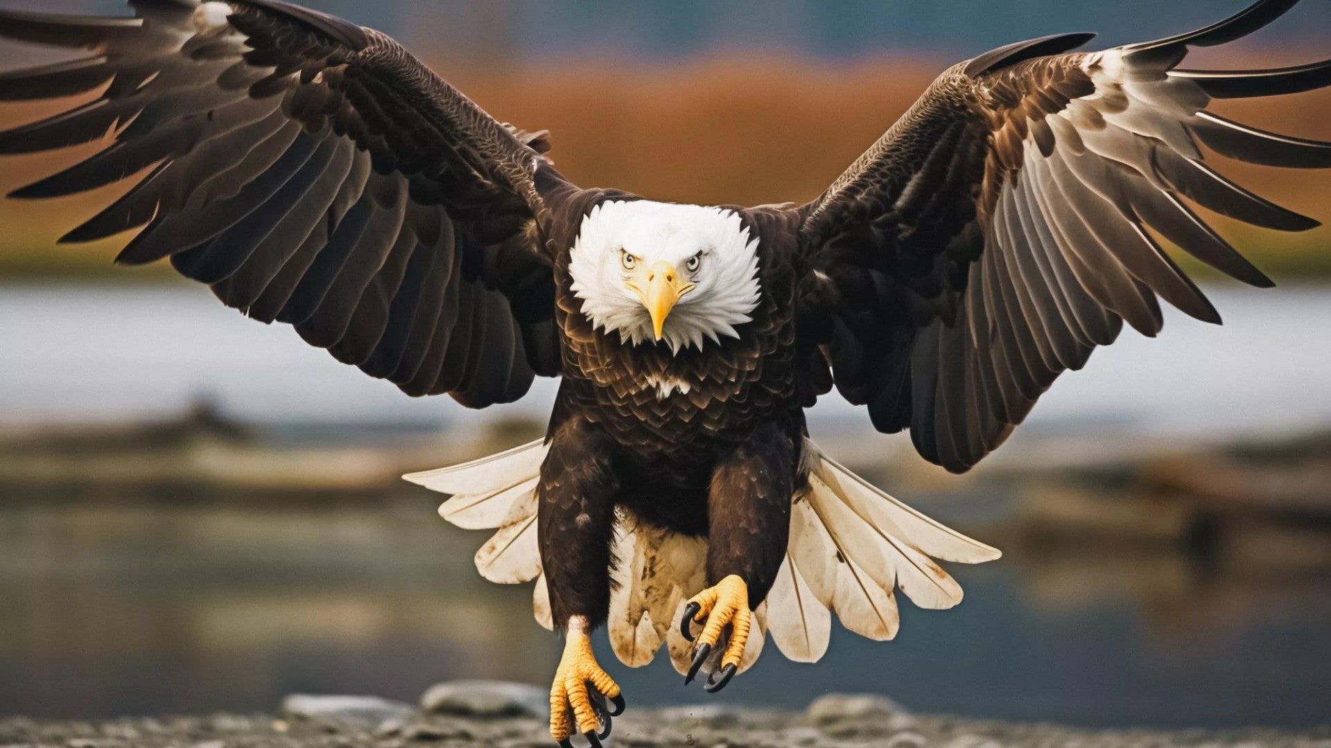 Picture of a bald eagle coming in for a landing