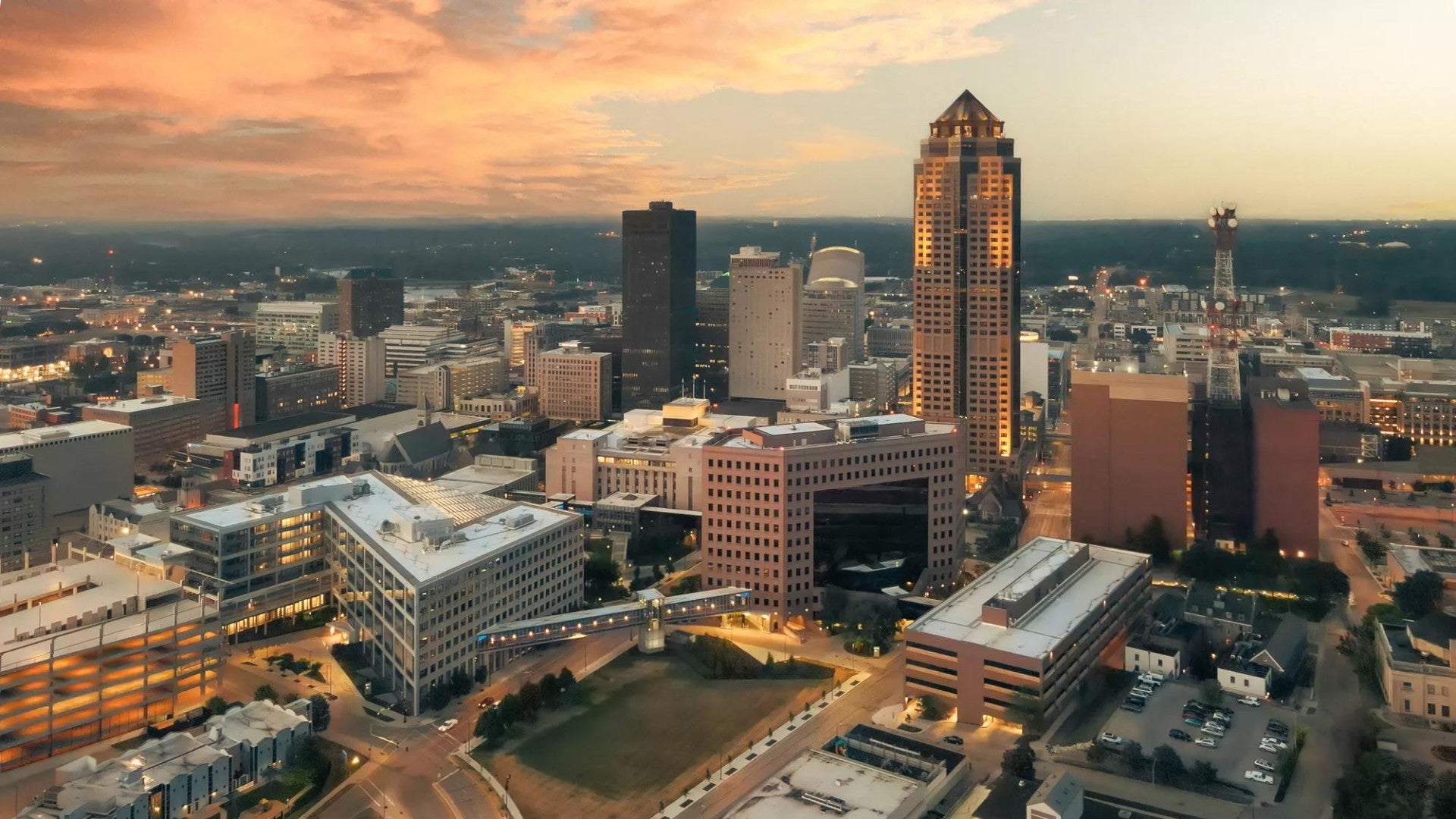 801 Grand building at sunset