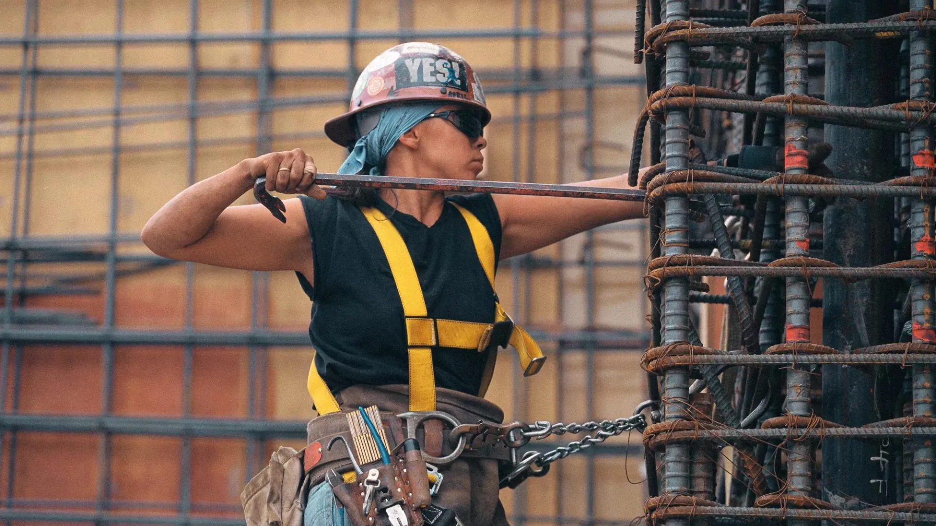 Woman Working with Rebar