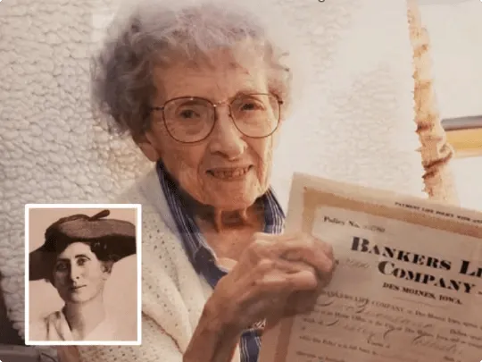 Hazel Mahoney, in 2004 the oldest policy holder who purchased hers from a female agent