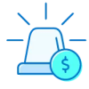 Emergency savings program Icon of a siren alert with money sign
