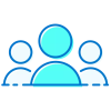 Bicultural participant support team Outline icon of a group of people