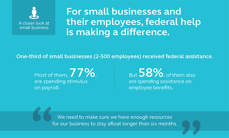 Graphic showing that 33% of the business surveyed received federal assistance. 