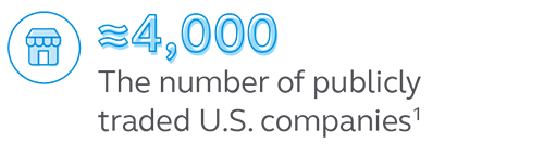 Illustration stating that approximately 4,000 companies are publicly traded in the U.S.