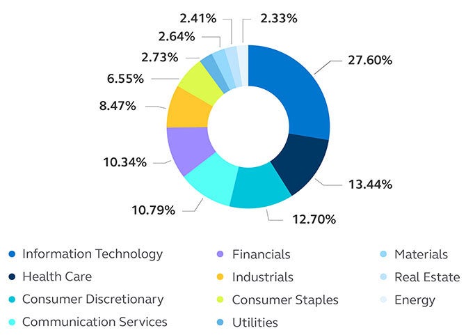Graphic showing the 11 S&P 500 sectors. Illustration showing the 11 S&P 500 sectors.