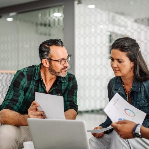 Three people in an office