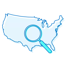 Find us illustration of a map of the united states