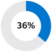 Pie chart conveying 36%