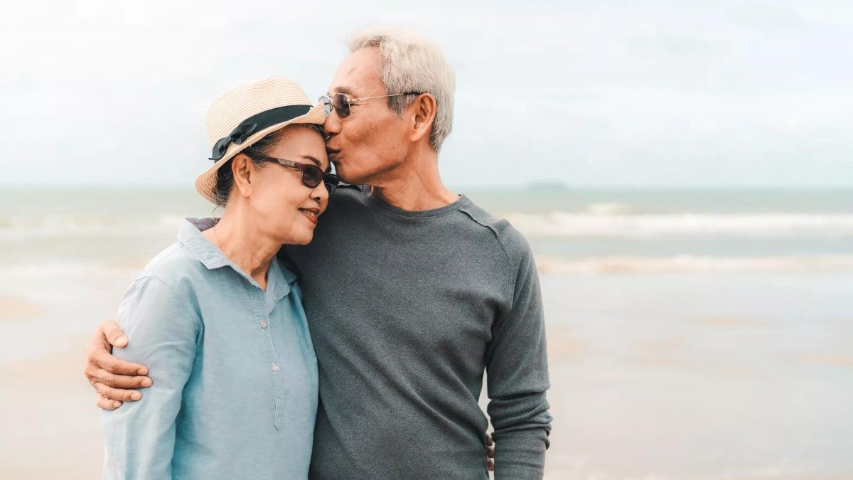 Asian couple at beach