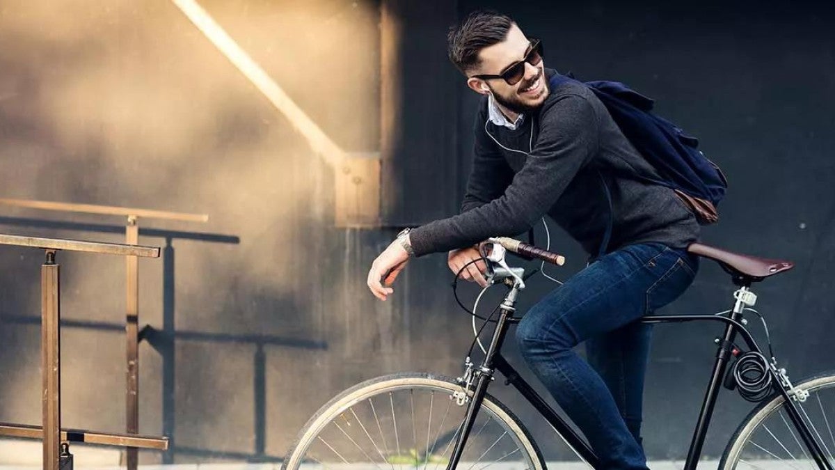 Businessman on bicycle