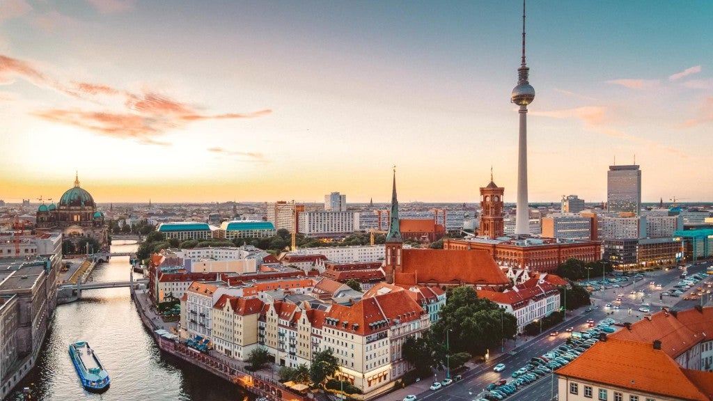 Skyline of Berlin with TV Tower at Dusk