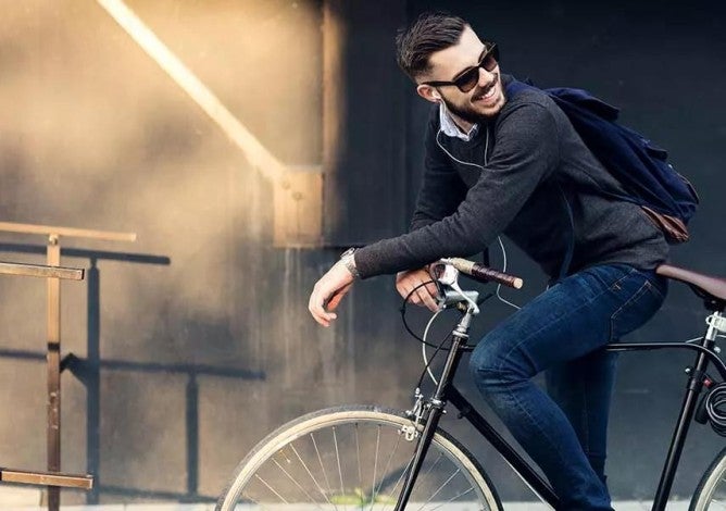 Businessman on bicycle