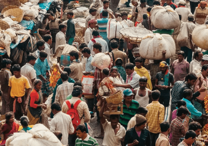 Busy market scene