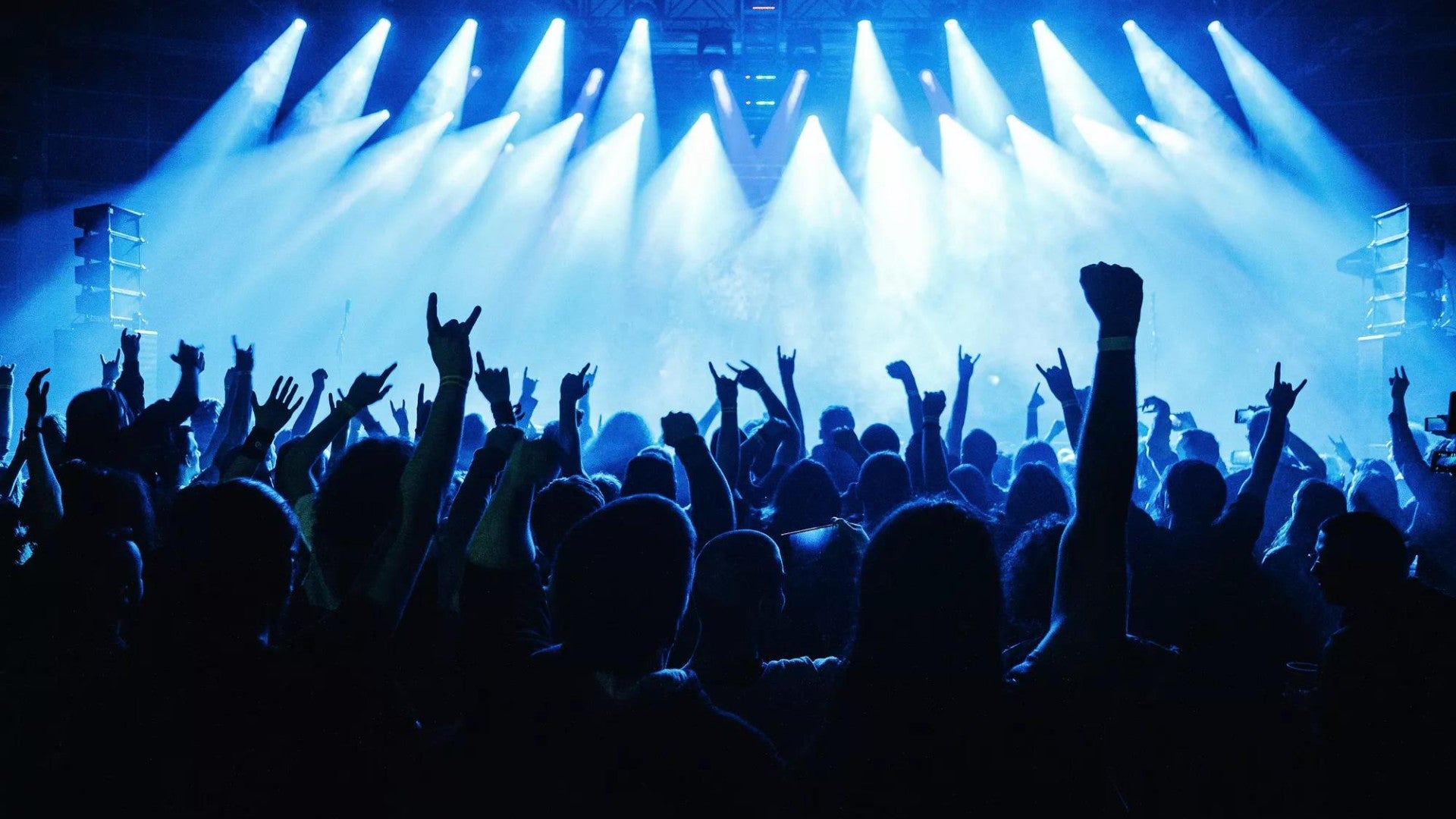 Crowd raising hand in the air and enjoying concert on a festival.