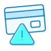 Icon of a credit card and alert sign