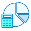 Icon of pie chart and calculator