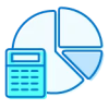 Establishing a budget Icon of pie chart and calculator
