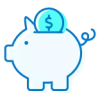 Retirement income planning Icon of a piggy bank for retirement income planning